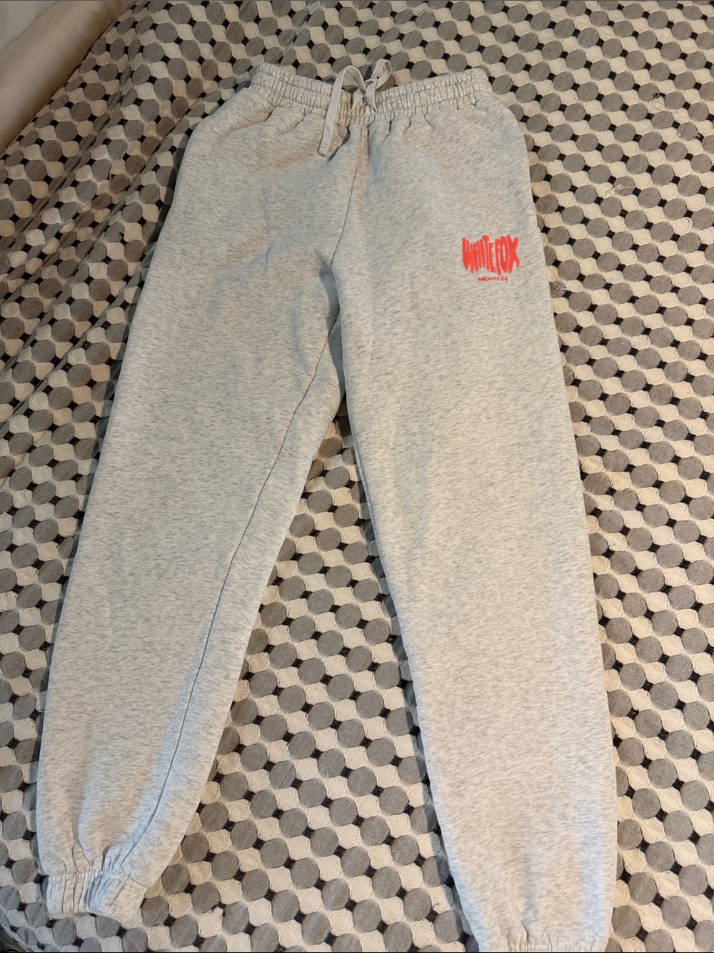 White Fox Boutique Light Heather Gray Joggers with Pink Logo